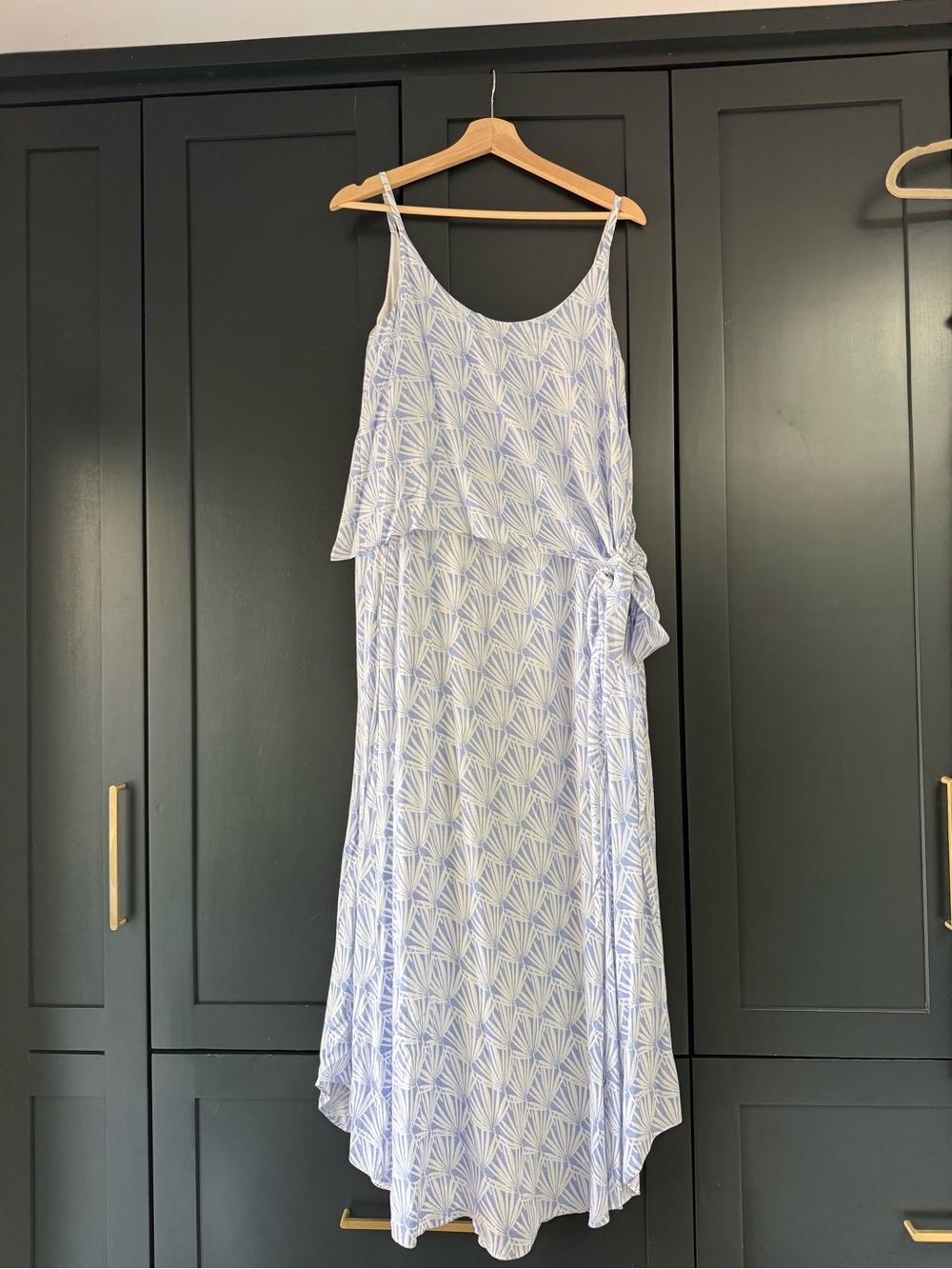 Light Blue Printed Sleeveless Maxi Dress
